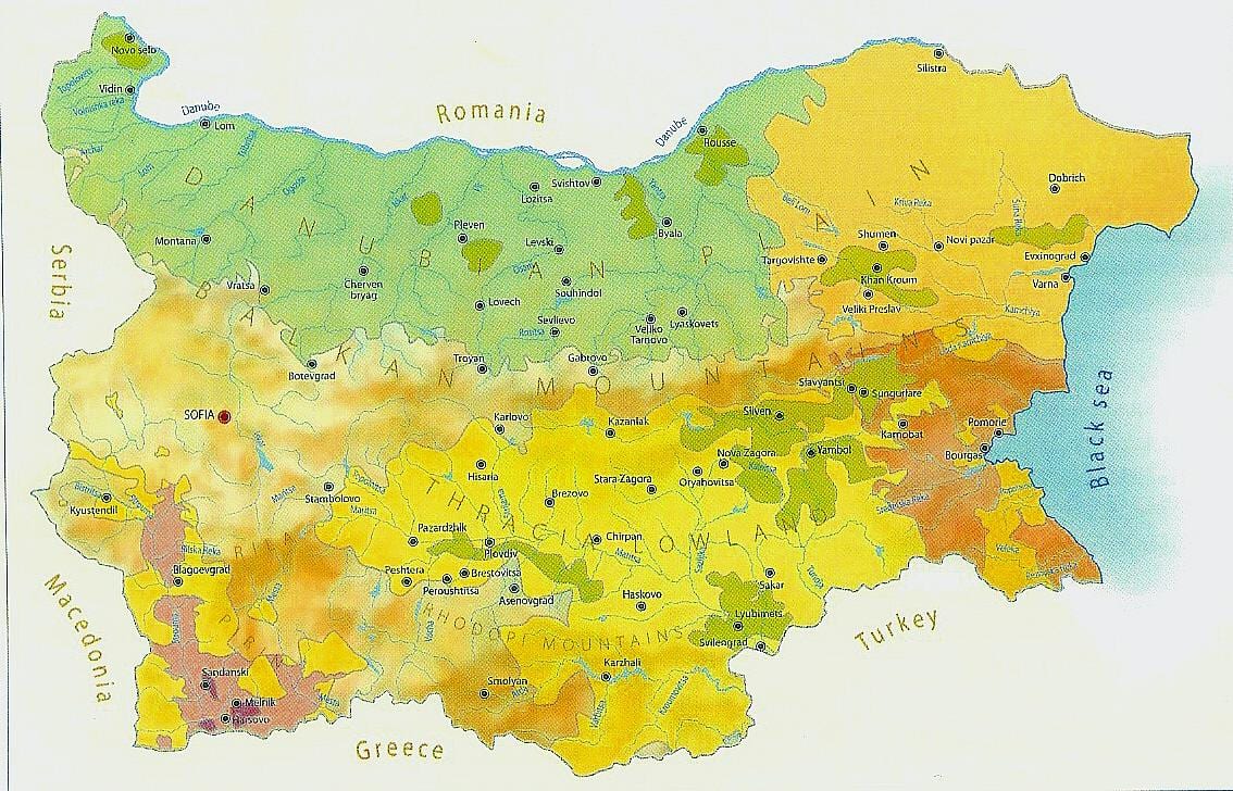 карта Бугарске клима