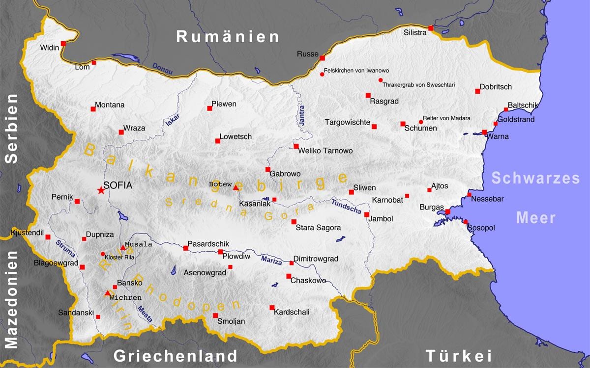 карта бугарске обале