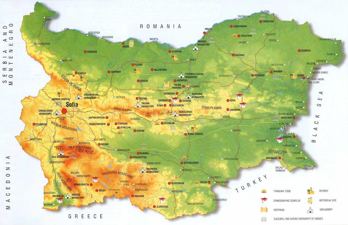 Бугарске планине карта