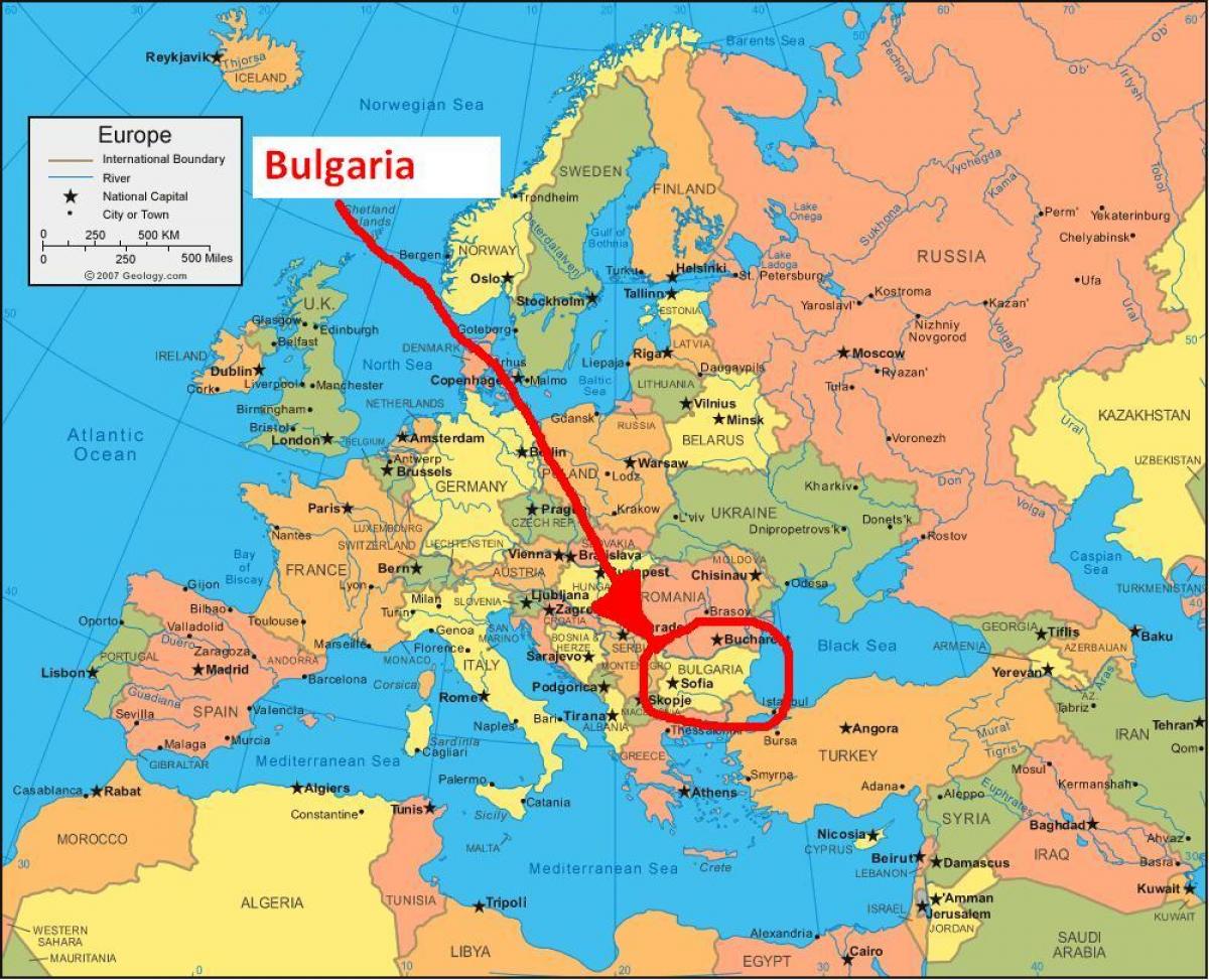 карта Бугарске околних земаља
