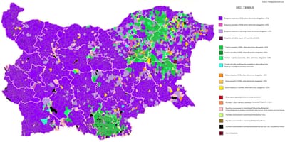 Карта Бугарске етничке