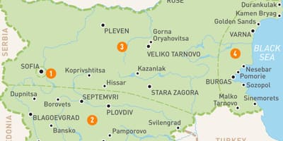 Региони у Бугарској на мапи