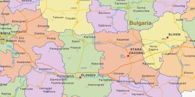 Карта Бугарске политичке